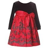 Infant Toddler Girls Holiday Dress RED GLITTER FLORAL BONNIE JEAN Girl 12M-4T