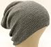 Ribbed Beanie Hat Slouch Style Skull Cap Ski Hat Grey