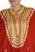 Treasures Of Morocco Moroccan Women One Size Caftan Hand Made Breathable Cotton with Gold Hand Embroidery Long Length Red