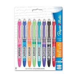 Paper Mate Liquid Flair Medium Tip Felt Porous Pens, 8 Colored Pens(28503)