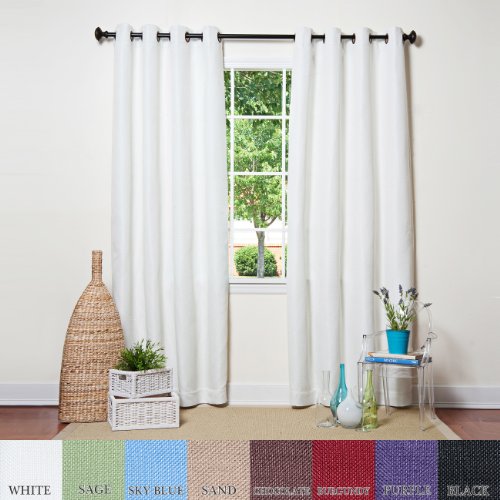 White Basket Weave Outdoor And Indoor Curtain 104W X 84L Pair