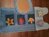 Abbey Three Piece Bathroom Rug Set Blue