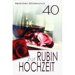 Karte Rubinhochzeit Folienschrift Rubine Wein, 5 St�ck