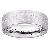 Stainless Steel Men-s Engraved Claddagh Wedding Band