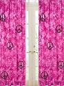 Pink Groovy Peace Sign Tie Dye Window Treatment Panels - Set of 2