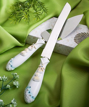 Beach Theme Wedding Knife & Cake Server Set, 1