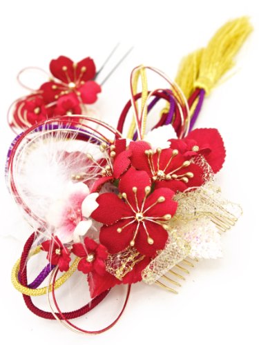 髪飾り2個セット 花 桜 レース 羽 水引 組紐 房飾り [成人式/振袖/卒業式/袴/浴衣/夏着物/和装]