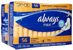 Always Maxi Overnight Pads with Flexi-Wings, 56-Count Package