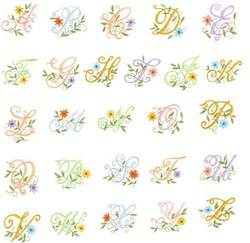 Brother Embroidery Machine Card FLOWER LETTERS 