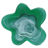 Colorful Recycled Art Glass Emerald Green Small Amoeba Plate 11.5D by Traders and Company