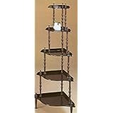 Five-tier Wall Unit Corner Rack/Stand Dark Walnut Finish Wood