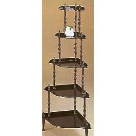 <b>Five-tier Wall Unit Corner Rack/Stand Dark Walnut Finish Wood</b>