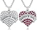 Set of 2 DADDY'S GIRL Valentine's Day Heart Necklaces for Daughters | Daughter Gift From Father | Gifts From Dad | Jewelry Gifts (Clear & Dark Pink)