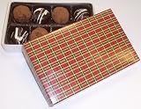 Scott's Cakes Cocoa Covered Dark and Dark Chocolate Truffles 1/2 Pound Christmas Plaid Box
