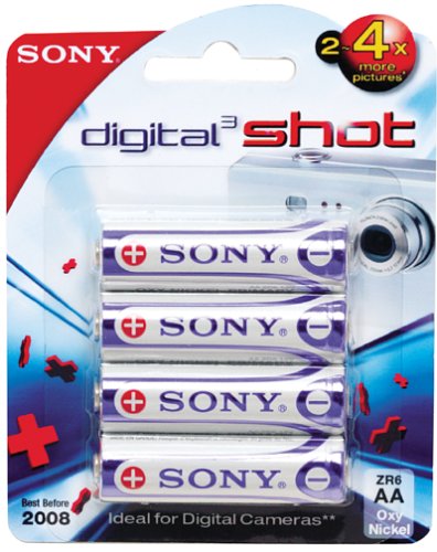 Sony ZR6 B4 Nickel Oxide AA Batteries for Digital Cameras