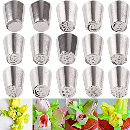 15pcs Russian Tulip Icing Piping Nozzles Cake Decoration Decor Tips Tool#82769
