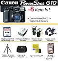 Canon Powershot G10 14.7 Megapixel Digital Camera With "The Perfect Holiday Gift" Accessory Kit Includes 8GB Memory, Extra Battery, Rapid Charger, External Flash, Case, Gripster Tripod + More