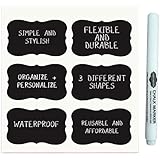 Labelholics 36 Chalkboard Labels, 3.5-Inch x 2-Inch Bundle with Chalk Pen