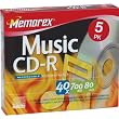 40x Write-Once CD-R For Audio - 5 Pack, Jewel Cases