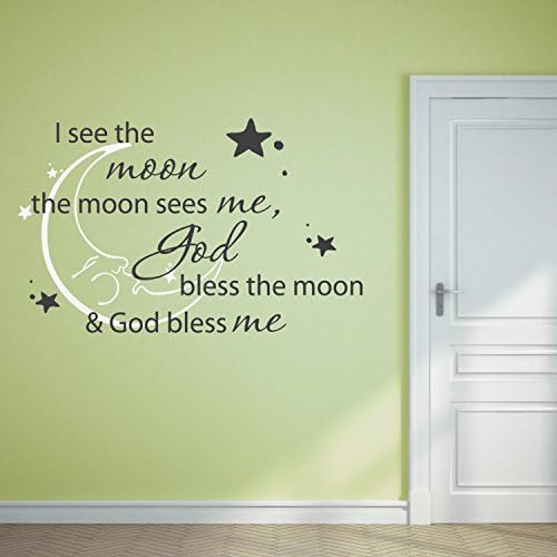 DecorRooms I See The Moon The Moon Sees Me God Bless The Moon & God Bless Me Vinyl Wall Decal For Kids Room Decor