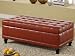 Storage Bench Ottoman with Tufted Accents in Red Leather Like