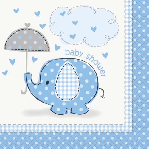Blue Elephant Baby Shower Beverage Napkins