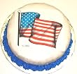Chocolate Chip Decorated Cake Single Layer 8" RoundTopped with American Flag Edible Image