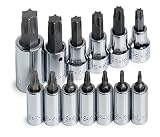 SK Hand Tools 84213 13-Piece 1/4-Inch, 3/8-Inch and 1/2-Inch Drive Torx Bit Socket Set