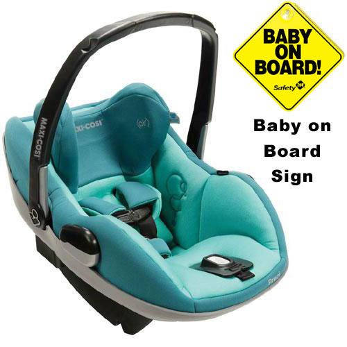 Maxi-Cosi IC090BIU Prezi Infant Car Seat w Baby on Board Sign - Courageous Green picture