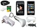 iShoppingdeals- 10 items Premium combo for Apple iPod Touch (2nd, 3rd Generation )8GB,16GB,32GB Series (includes:Universal car charger + Universal Wall Charger + Straight usb data cable + black Silicone Skin case + Clear Crystal case + Adjustable Armband +Screen Protector + Belt Clip +3.5mm~3.5MM Audio cable + Fishbone Style Keychain)