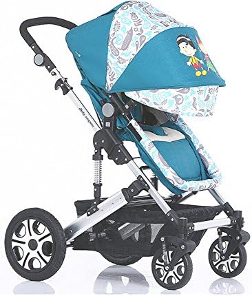 Children Adjustable Sun Protection Cart Folding Soft Lying Bed Baby Carriage 071103 High Landscape Luxurious Strollers (blue)