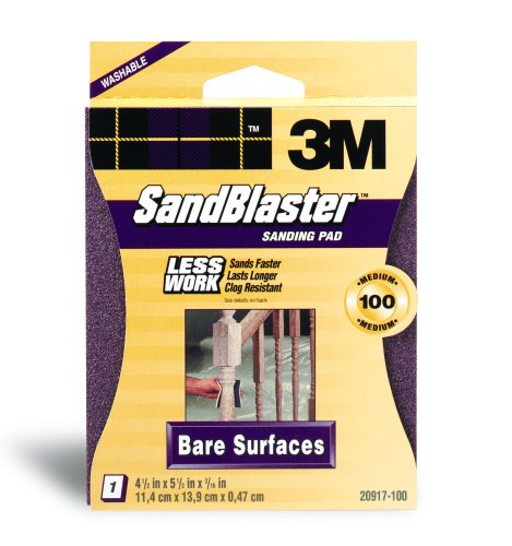 3M SandBlaster 20917-100 Bare Surfaces Sanding Sponges, Medium 100