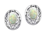 0.30 cts Genuine Oval Opal Earrings - 14kt White or Yellow Gold LIFETIME WARRANTEE
