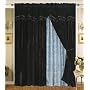 Velvet Black Curtain Set w/ Valance/Sheer/Tassels