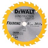 DEWALT DW9154 6-1/2 inch 24 Tooth ATB Framing Saw Blade with 5/8 inch Arbor