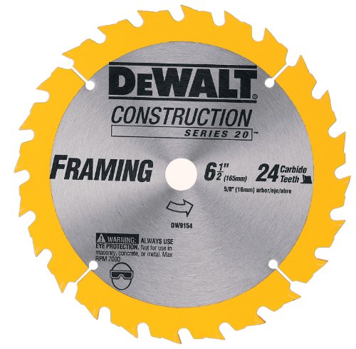DEWALT DW9154 6-1 2-Inch 24 Tooth ATB Framing Saw Blade with 5 8-Inch Arbor