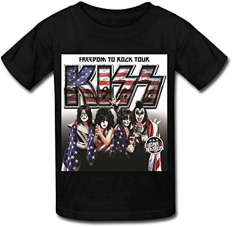 Kids Black Big Boys' Girls' T Shirt Kiss Tour 2016 Live Concert