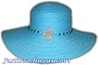 Braided Hat with 4" Brim with Cowry Shell Flower, Blue