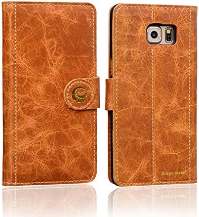 S6 Edge Plus Case, Grand Albert S6 Edge Plus Wallet Case [Brown] - Premium Retro Recovery Genuine Leather Wallet Cover with [Card Slots] and [Strap] for Samsung S6 Edge Plus (S6edgeplus Cognac-brown)
