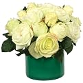 Roses in Footed Cache Pot - White(18 x 18 x 14")