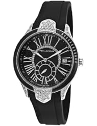 Womens Black Silicone Black Dial White Crystal Black Bezel