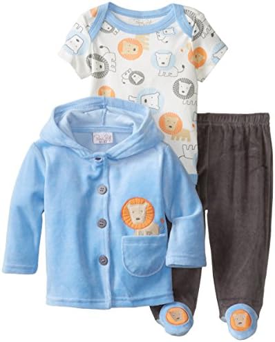 Rene Rofe Baby Newborn Boys Velour Hooded Lion Jacket and Pant Set with Bodysuit