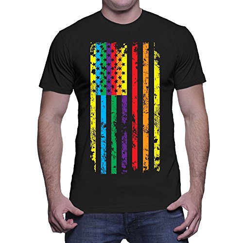 Mens Big Rainbow American Flag - Gay Pride T-shirt