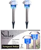 Stainless Steel Hut Solar Blue Lights Set Of 2