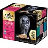 SHEBA PREMIUM PATE in Natural Juices Variety Pack-24 ct. (Salmon, Seafood, Cod & Shrimp) Wet Food for Cats