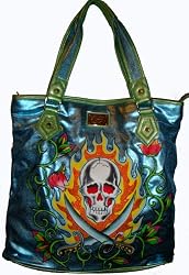 Ed Hardy Purse Tote Handbag Blue Arielle