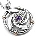 Ancient Atlantis Fantasy Spiral Vortex Silver Tone Pewter Pendant with Chain Necklace