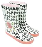 Kidorable English Roses Houndstooth Rainboots, toddler size 6 to youth size 6