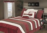 7Pcs Burgundy King Suede Comforter Set Bed in a Bag