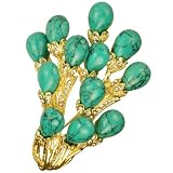Turquoise Bunch Spray Crystal Gold Tone 2 In 1 Brooch Pin Pendant